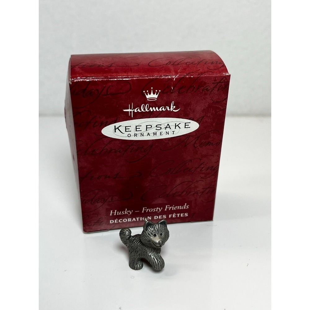 Hallmark‎ Keepsake Ornament 2000 Frosty Friends Pewter Husky Miniature Mini Dog